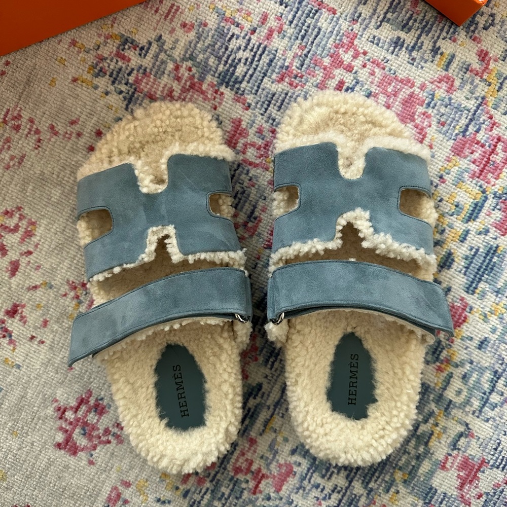 Hermes Shearling Chypre Sandals